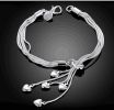 Heart Pendant Jewelry Silver Love Multi Strand Snake Chain Bracelet for Women
