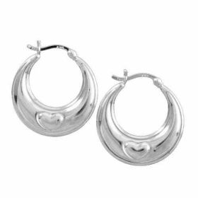 Sterling Silver Heart Hoop Earrings