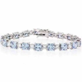 Sterling Silver Lavender & Clear CZ Circle & Square Tennis Bracelet