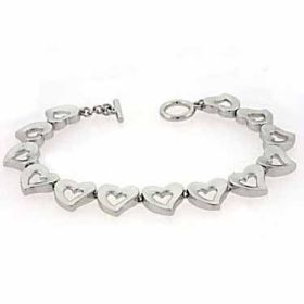 Sterling Silver Heart Toggle Bracelet