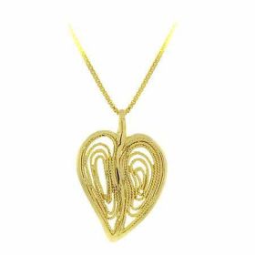 18K Gold over Sterling Silver Filigree Modern Heart Pendant
