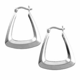 Sterling Silver Geometric Triangular Hoop Earrings