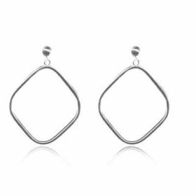 Sterling Silver Diamond Shaped Hoop Earrings