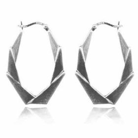 Sterling Silver Twisted Oval Hoop Earrings