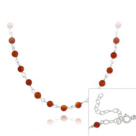 Sterling Silver Carnelian Beaded 18 Inch Necklace