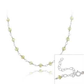 Sterling Silver Genuine Peridot Beaded Necklace
