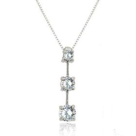 Sterling Silver 4/5ct CZ Three Stone Journey Necklace