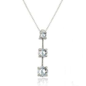 Sterling Silver 4/5ct CZ Three Stone Journey Necklace