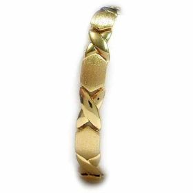 18k Gold over Sterling Silver Satin X & Oval Bracelet