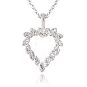 Sterling Silver Diamond Accent Marquise Open Heart Necklace