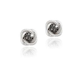 Sterling Silver 1/7ct Black Diamond Love Knot Stud Earrings