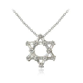 Silver ~Star of David~ Diamond Cubic Zirconia Slide Pendant