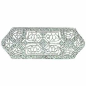 Antique style Open Filigree Simulated Diamond CZ Silver Pin
