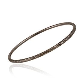 Brown Rhodium Overlay Sterling Silver 3mm Diamond-Cut Bangle