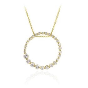 18K Gold over Sterling Silver Open Circle Journey CZ Pendant