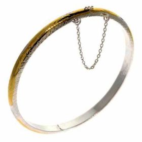 18K Gold over Sterling Silver Two Tone Aztec Bangle Bracelet