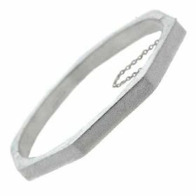 Sterling Silver Satin Geometric Bangle