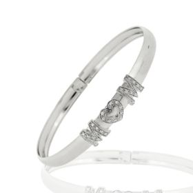 Sterling Silver Diamond Accent 'MOM' Bangle