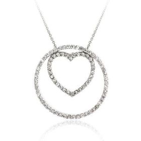 3 in 1! Sterling Silver .925 Diamond cubic zirconia stone Heart Circle Eternity cz Pendant/Slide