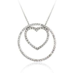 3 in 1! Sterling Silver .925 Diamond cubic zirconia stone Heart Circle Eternity cz Pendant/Slide