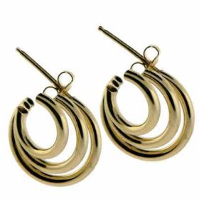 18K Gold over Sterling Silver Graduating Tri-Hoops
