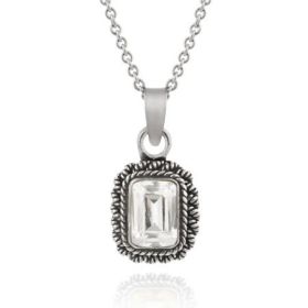 Sterling Silver CZ Emerald Cut Vintage Pendant