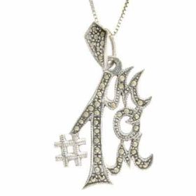 Genuine Marcasite Stones #1 MOM Silver Pendant