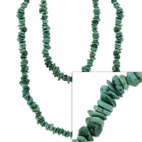 Genuine Green Turquoise Stone Chip One Strand Layer Necklace 36"