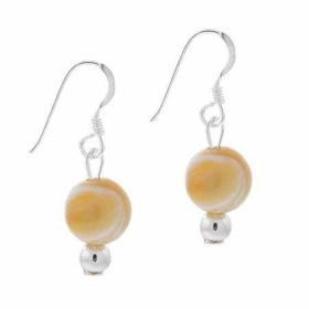 Sterling Silver 6mm Mother Of Pearl Bead Dangle Earrings