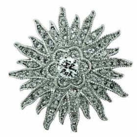 Sterling Silver Simulated Diamond cz Starburst Flower Pin