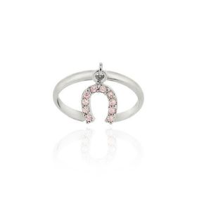 Sterling Silver Dangling Pink CZ Horseshoe Toe Ring