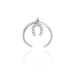 Sterling Silver Dangling CZ Horseshoe Toe Ring