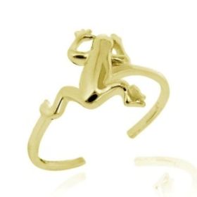 18K Gold over Sterling Silver Jumping Frog Toe Ring