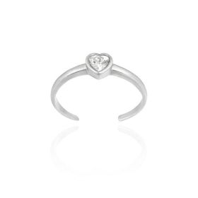 Sterling Silver CZ Heart Toe Ring