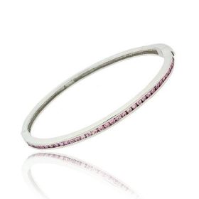 Sterling Silver Pink cz Channel Set Bangle