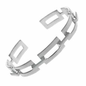 Sterling Silver Rectangle Link Cuff Bangle