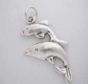 Silver *2 LEAPING DOLPHIN CHARM* Sea fish
