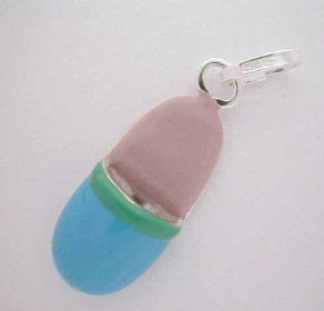 Silver Enamel * SLIPPER CHARM * Shoe cute