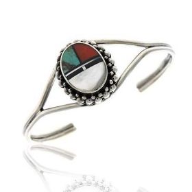 Sterling Silver Multi Color Stone Bangle