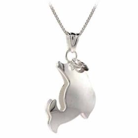 Sterling Silver Three Dimensional Leaping Dolphin Pendant