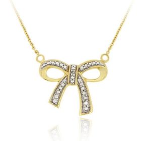 18k Gold Over Sterling Silver Diamond Accent Bow Necklace