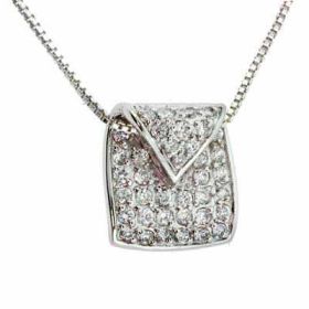 Sterling Silver Simulated Diamond CZ Pave Classic Pendant