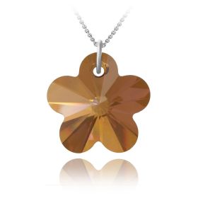 Sterling Silver Copper Swarovski Elements Flower Necklace