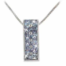 Sterling Silver Lavender Cubic Zirconia Rectangle Pendant