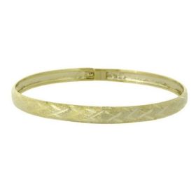18K Gold Over Silver Brushed Satin Diamond Cut Flex Bangle