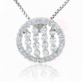 Sterling Silver Simulated Diamond CZ Circle Pendant