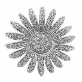 Sterling Silver Simulated Diamond cz Sun Flower Pin