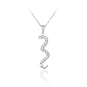 Sterling Silver Swirl Simulated Diamond CZ Pendant