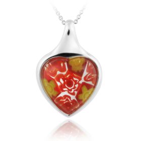 Sterling Silver Red Millefoiri Glass Heart Pendant
