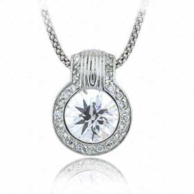 Sterling Silver Round Simulated Diamond CZ Pendant